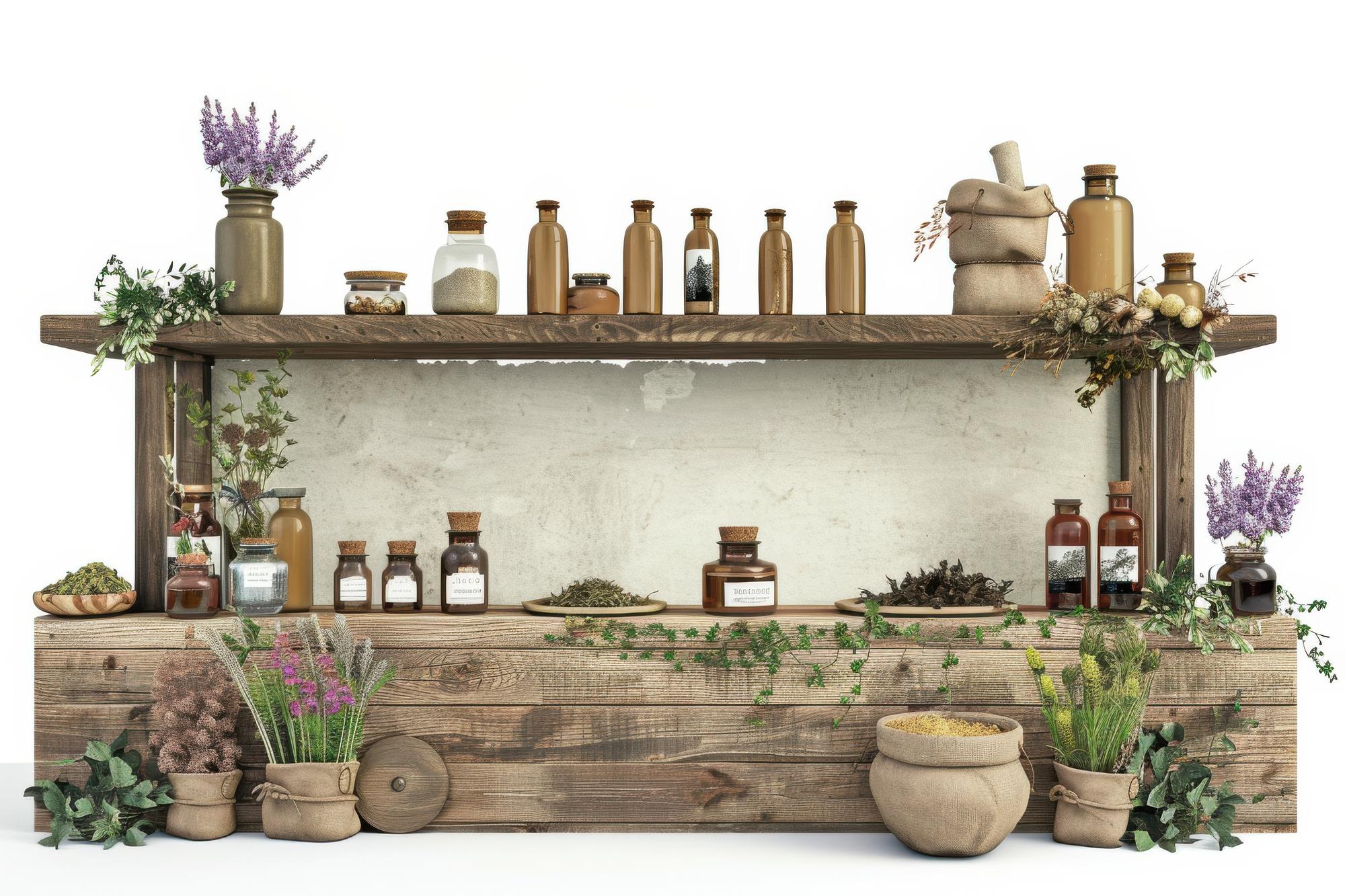 Warm studio entrance with herbs and a sign