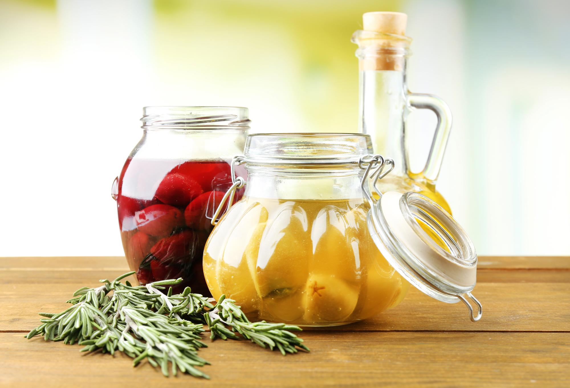 Close-up of herbs and preserved lemons