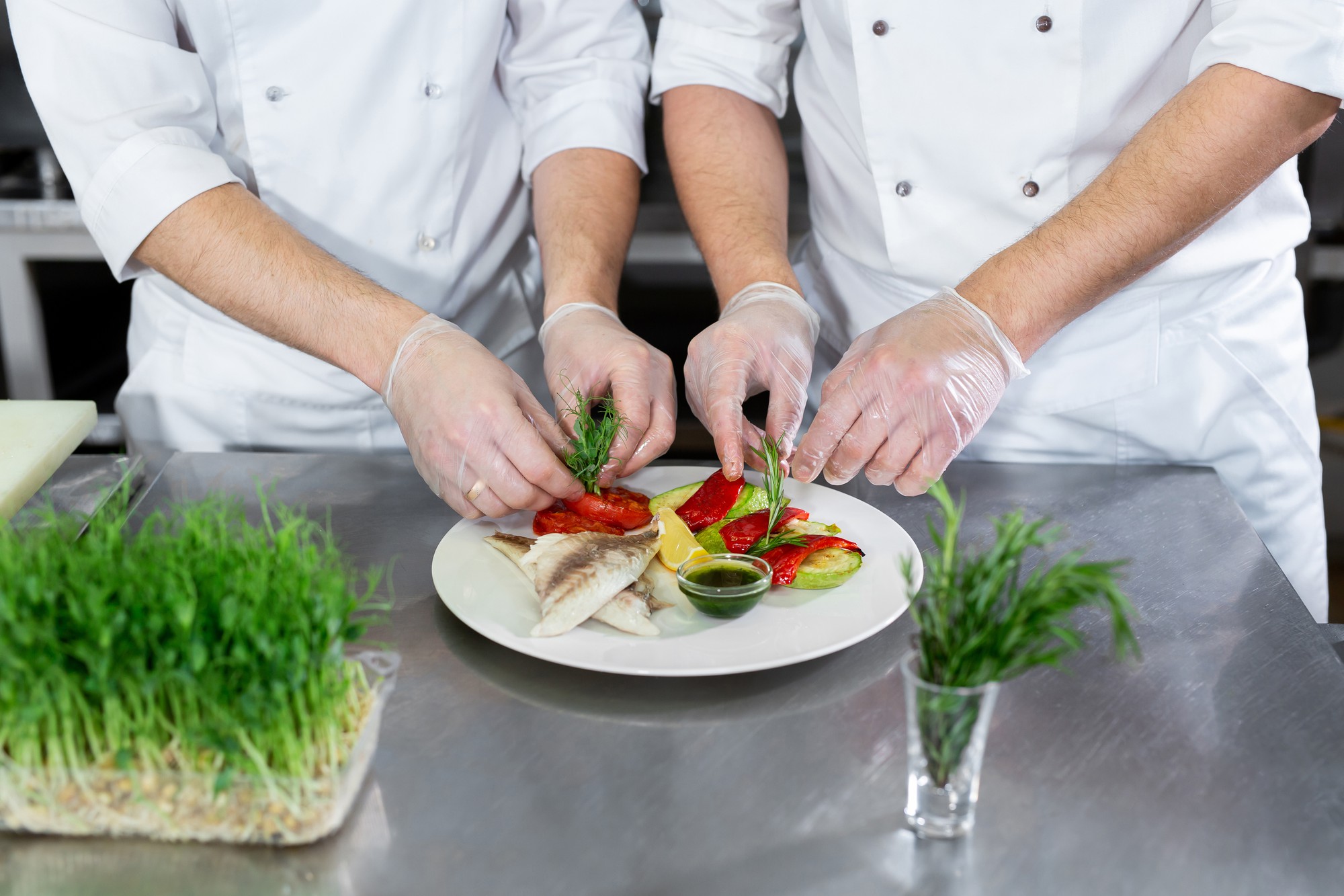 Participants plating a course during class