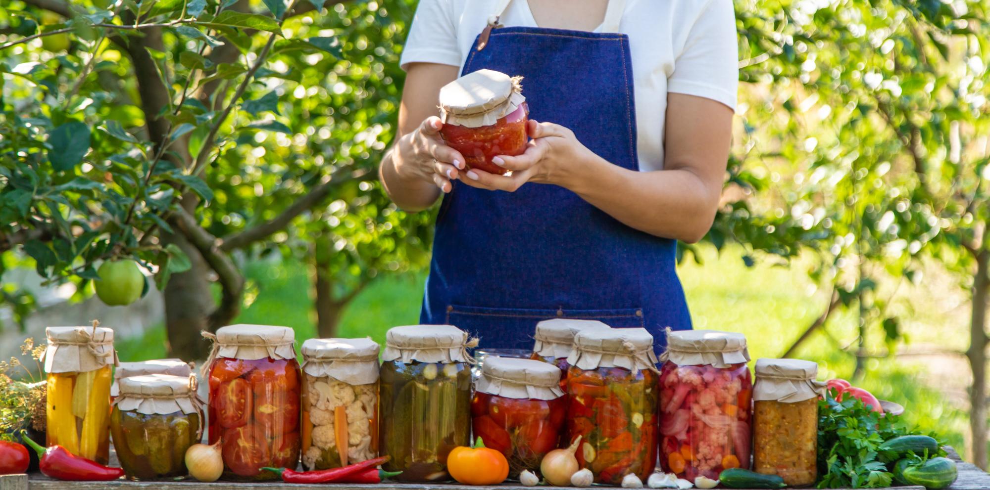 Selection of seasonal preserves in jars