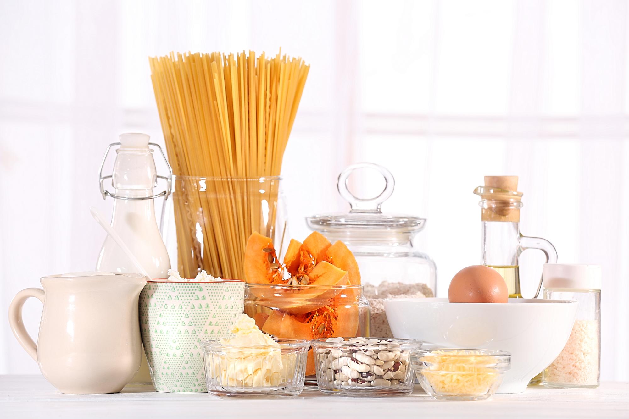 Organized pantry and plated dinner